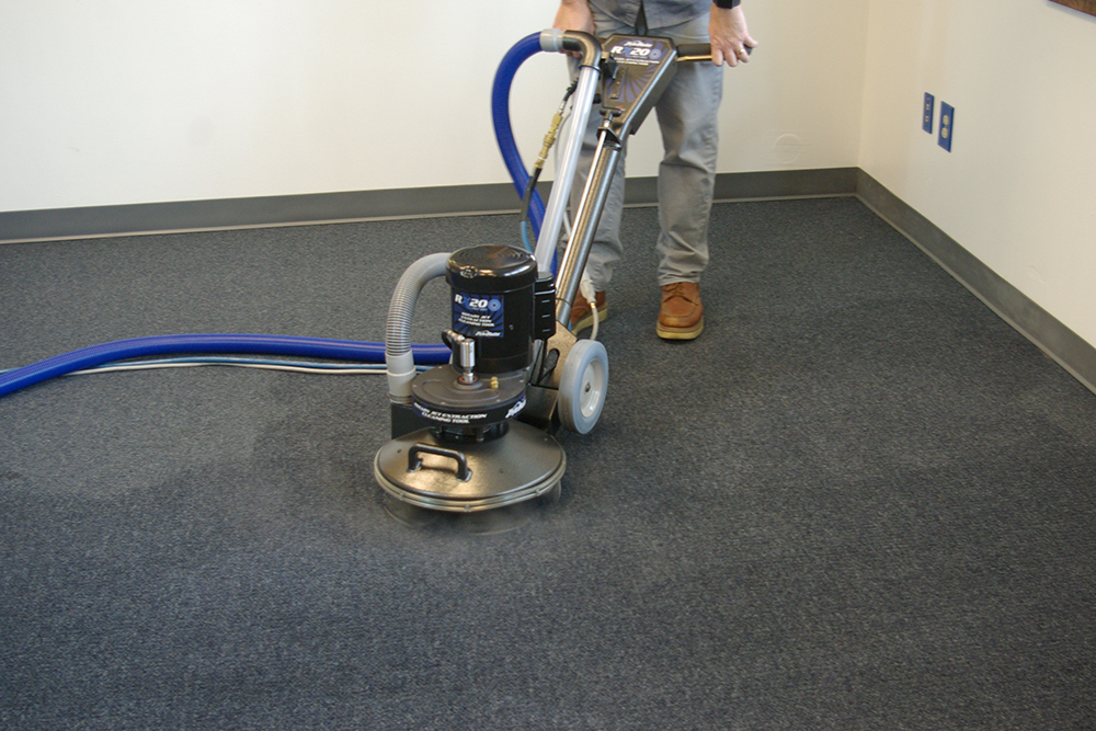 a carpet being cleaned
